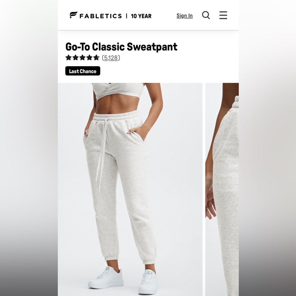 Fabletics Go-to Classic Gray Sweatpants